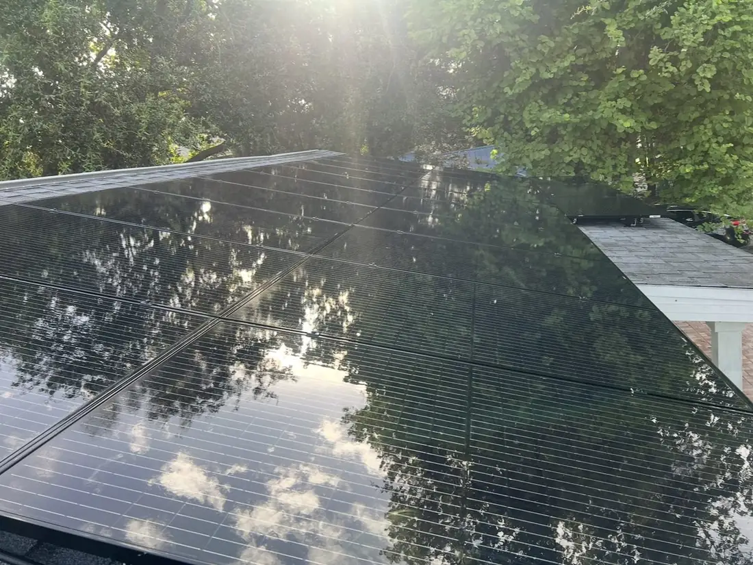 The same solar panels after a professional cleaning